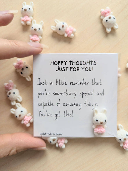 UNLIFTED INK Hoppy Thoughts Uplifting Mini Card with Bunny Figurine