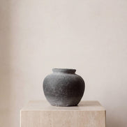 Terracotta Vase, Rounded Charcoal Form - Elna