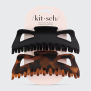 KITSCH Recycled Plastic Jumbo Classic Claw Clips 2pc - Black & Tort