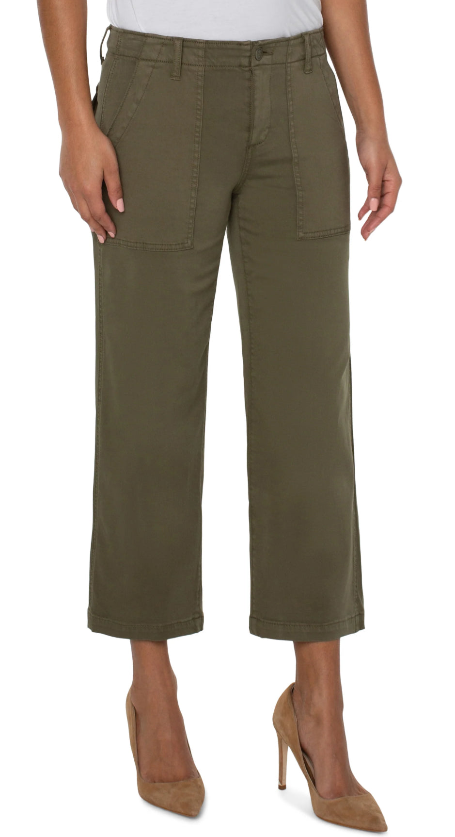 Liverpool Cargo Wide Leg Crop-MYRTLE GREEN