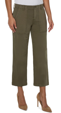 Liverpool Cargo Wide Leg Crop-MYRTLE GREEN