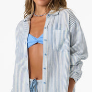ONEILL LENI STRIPE RELAXED LONG SLEEVE SHIRT