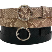 MEDIKE PEBBLED LEATHER WITH ROUND BUCKLE BELT
