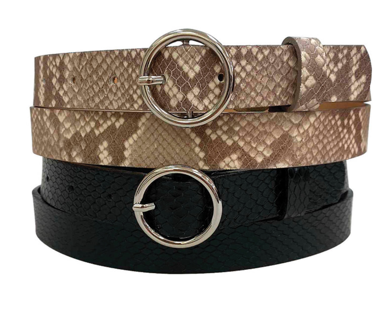 MEDIKE PEBBLED LEATHER WITH ROUND BUCKLE BELT