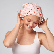 KITSCH Satin-Lined Flexi Shower Cap - Cherry Print