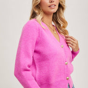 BLUIVY BUTTON DOWN V-NECK CARDIGAN
