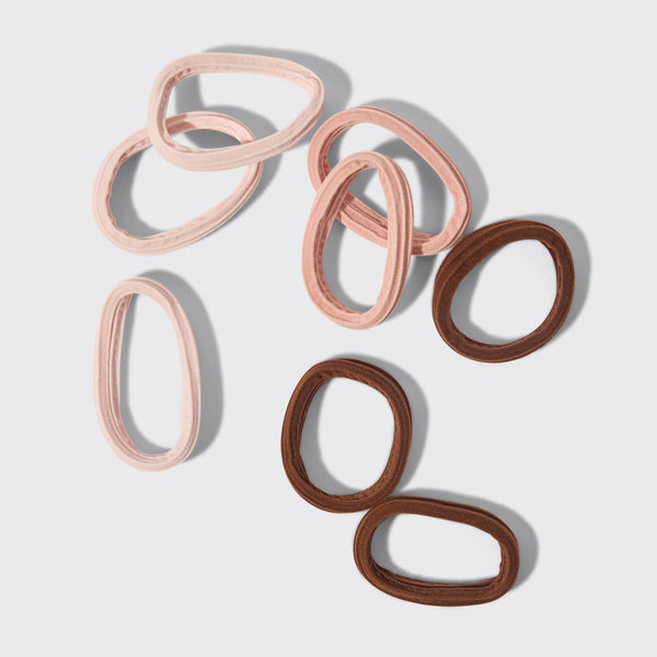KITSCH Recycled Seamless Hair Elastics 8pc Set- Rosewood