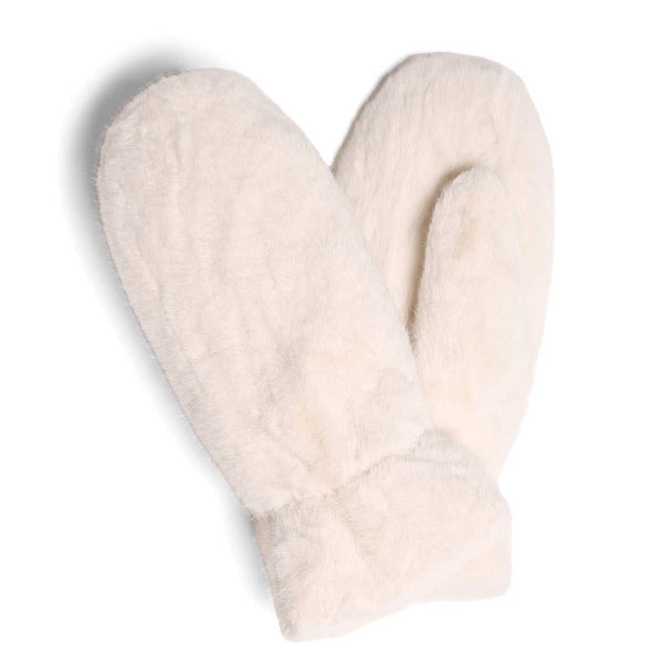 FASHION CITY Solid Faux Fur Cuffed Mittens