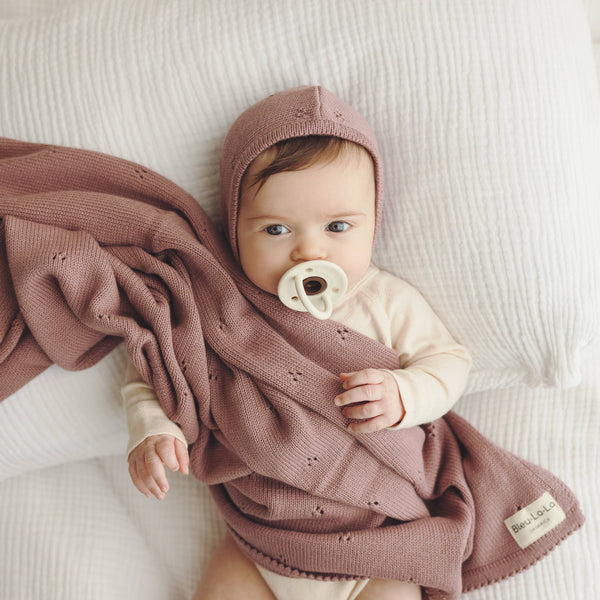 Bleu La La 100% Organic Cotton Pointelle Swaddle Receiving Baby Blanket