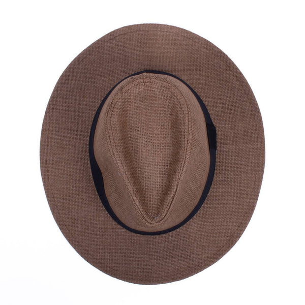 SELINI Men's S/S Flat Brim Black Banded Fashion Fedora hat-FSS17137