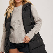 BLUIVY HOODED ZIPPER DOWN LONGLINE PUFFER VEST