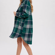 BLUIVY FLANNEL PLAID LONGLINE SHACKET