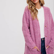 BLUIVY BUTTONED BOUCLE CARDIGAN