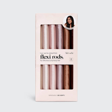 KITSCH Satin Wrapped Flexi Rods 6pc Set - Rosewood