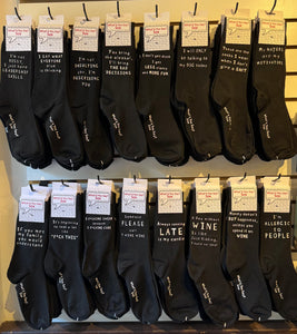WHAT DID YOU SAY SOX-UNISEX DESCRIPTIVE SOCKS-BLACK