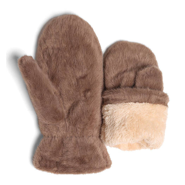 FASHION CITY Solid Faux Fur Cuffed Mittens