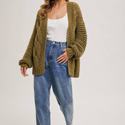 BLUIVY CHUNKY CABLE CARDIGAN