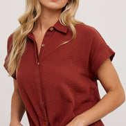 BLUIVY ESSENTIAL BUTTON UP COTTON SHIRT