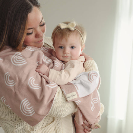Bleu La La 100% Luxury Cotton Swaddle Receiving Baby Blanket - Rainbow