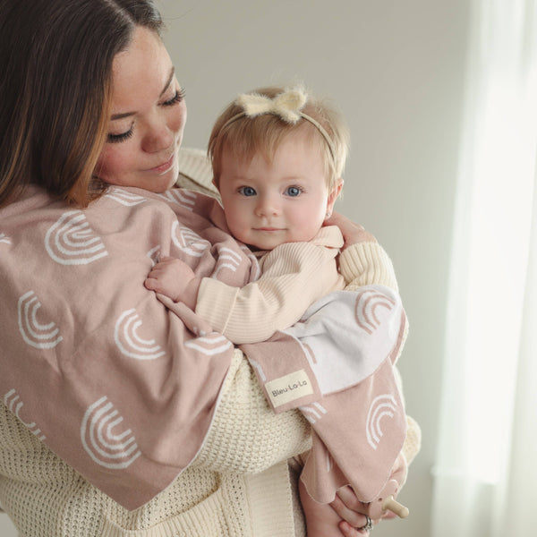 Bleu La La 100% Luxury Cotton Swaddle Receiving Baby Blanket - Rainbow