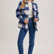 BLUIVY PLAID BRUSHED FLANNEL SHACKET