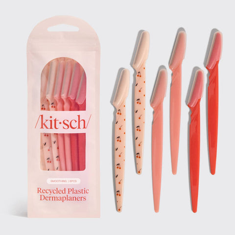 KITSCH Recycled Plastic Dermaplaners 6pc Set - Asstd Cherry Blossom