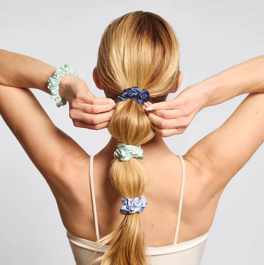 KITSCH Ruched Satin Scrunchies 5pc Set - Garden Bouquet