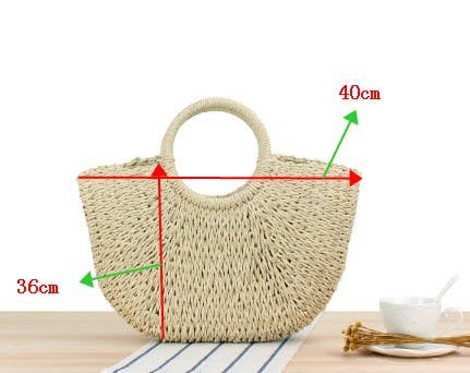 Hand Knitting Casual Summer Beach Straw Bag