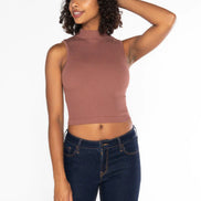 C'EST MOI BAMBOO RIB MOCK NECK SHORT SLEEVE