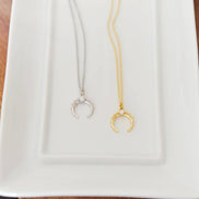 OH SO LOVELY Opal Crescent Moon Necklace