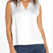 LIVERPOOL SLVLSS V-NECK WOVEN-TO-KNIT TOP