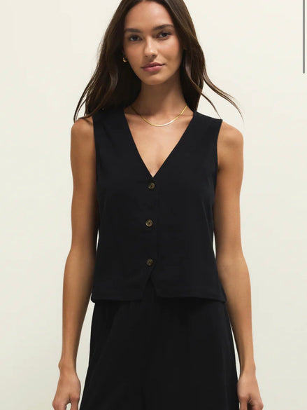 ZSUPPLY NOELLE JERSEY TOP-TRUE BLACK
