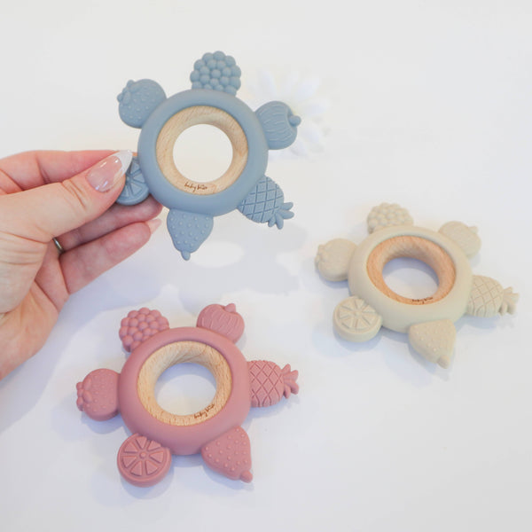 Baby Bliss Fruit Teether Ring - Dusty Rose
