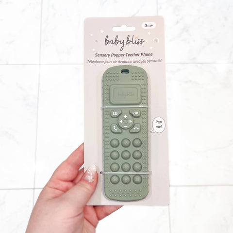 Baby bliss Sensory Popper Teether Phone - Sage