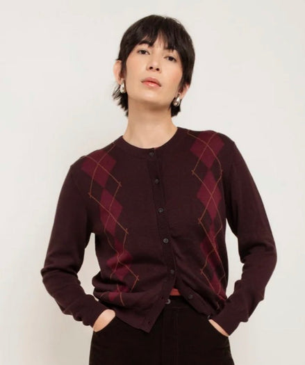 PAPER LABEL Helly Argyle Cardigan