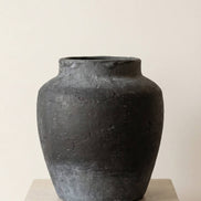 Terracotta Vase, Tall Rounded Charcoal Form - Anera