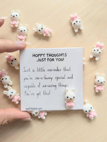 UNLIFTED INK Hoppy Thoughts Uplifting Mini Card with Bunny Figurine
