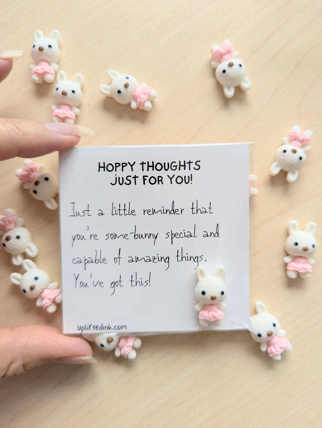 UNLIFTED INK Hoppy Thoughts Uplifting Mini Card with Bunny Figurine
