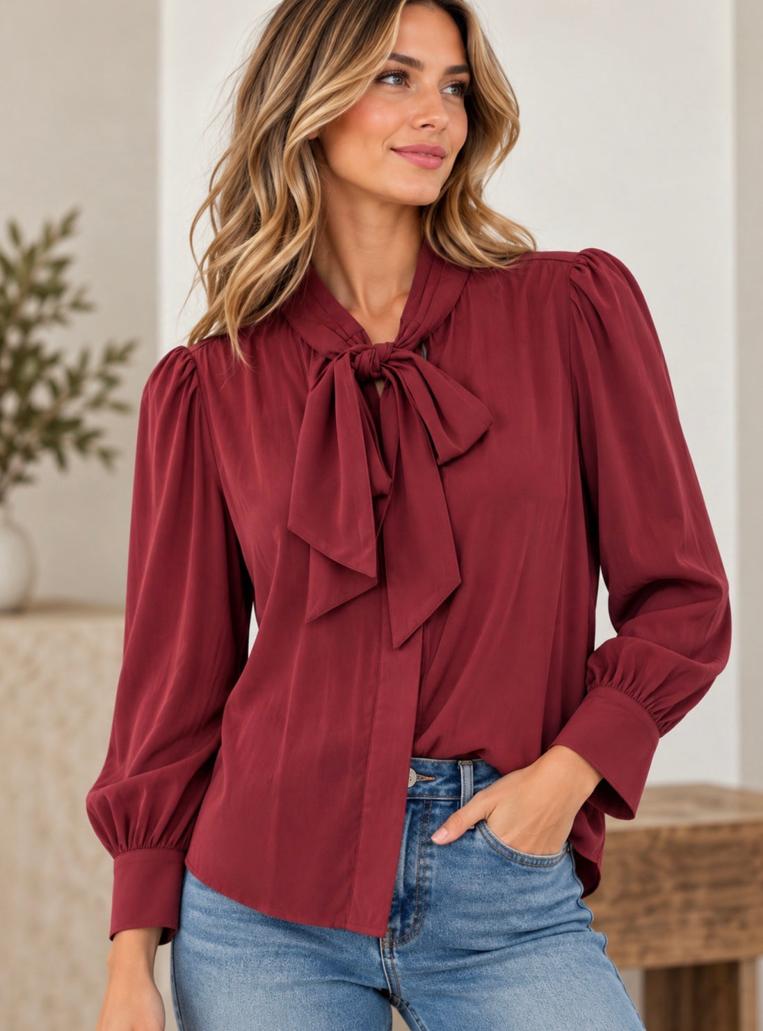VELVET HEART BLOUSE WITH TIE