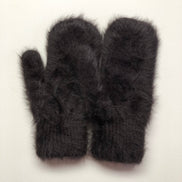 BILLY BAMBOO FLUFFY ANGORA MITTENS - neutral