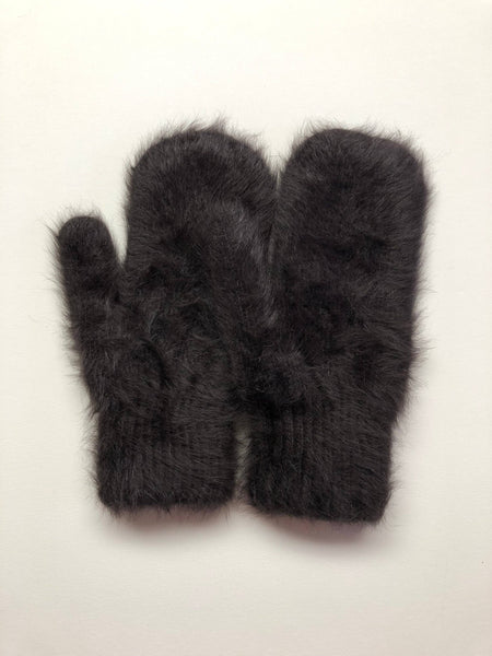 BILLY BAMBOO FLUFFY ANGORA MITTENS - neutral