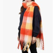 JC SUNNY FASHION Oversized Colorful Cozy Long Fringe Fuzzy Scarf