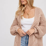 BLUIVY CHUNKY CABLE CARDIGAN
