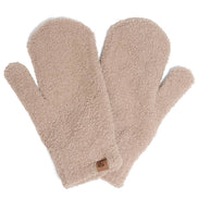 fashion city Winter Solid Color Soft Flush Mittens