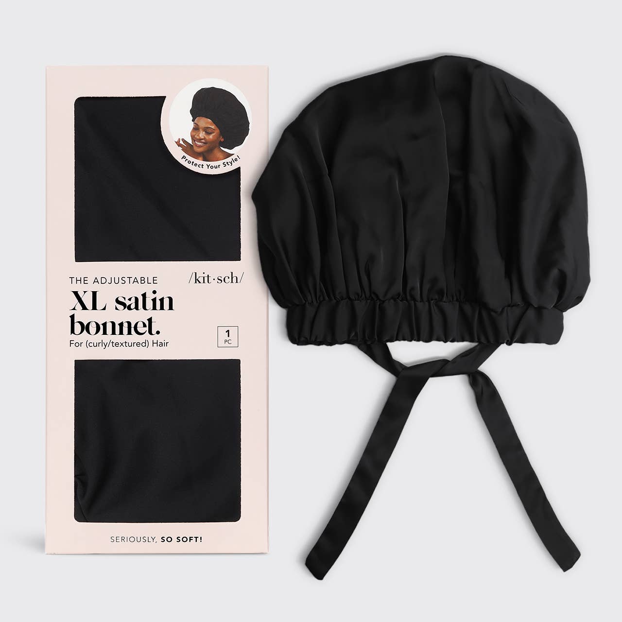 KITSCH Satin Sleep XL Adjustable Bonnet - Black