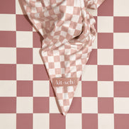 KITSCH Extra Large Quick-Dry Hair Towel Wrap- Terracotta Checker