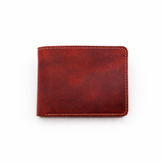 Men’s Full-Grain Crazy Leather Bifold Wallet with ID Window