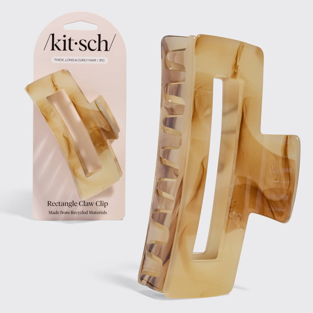 KITSCH Recycled Plastic Jumbo Open Shape Claw Clip - Chocolate Marble