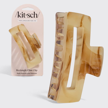 KITSCH Recycled Plastic Jumbo Open Shape Claw Clip - Chocolate Marble
