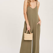 BLUIVY CRISS-CROSS BACK WIDE LEG JUMPSUIT